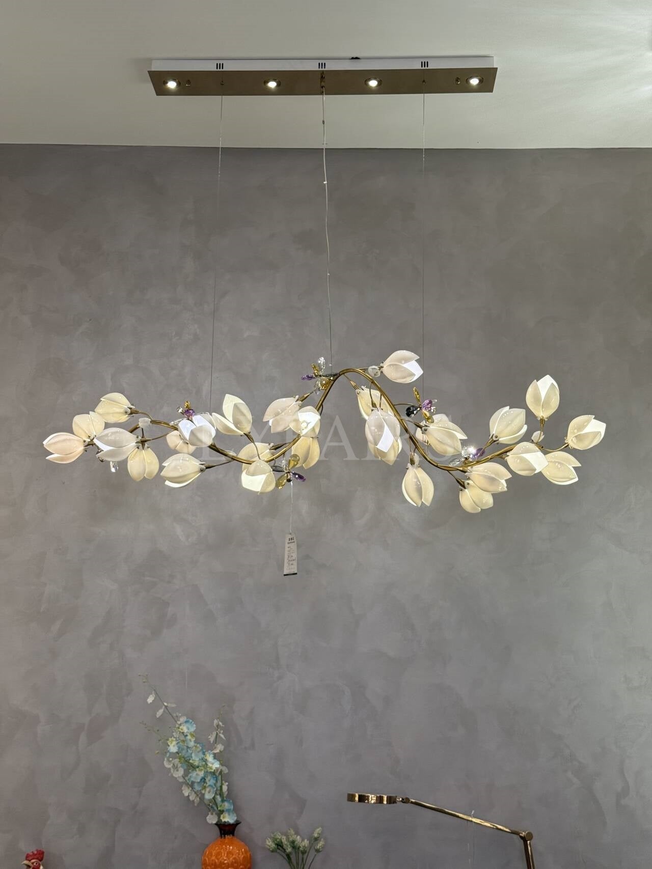 Art Design Creative Ceramic Magnolia Ring/Linear Chandelier for Bedroom/Living Room/Dining Room/Kitchen Island-MEET LIGHTING