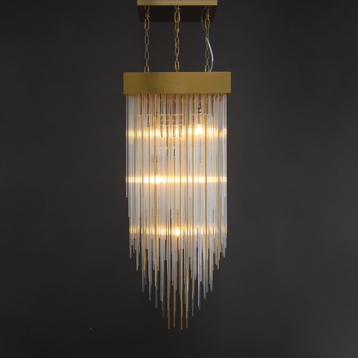 Casa Glass Rectangular Chandelier 54"-MEET LIGHTING