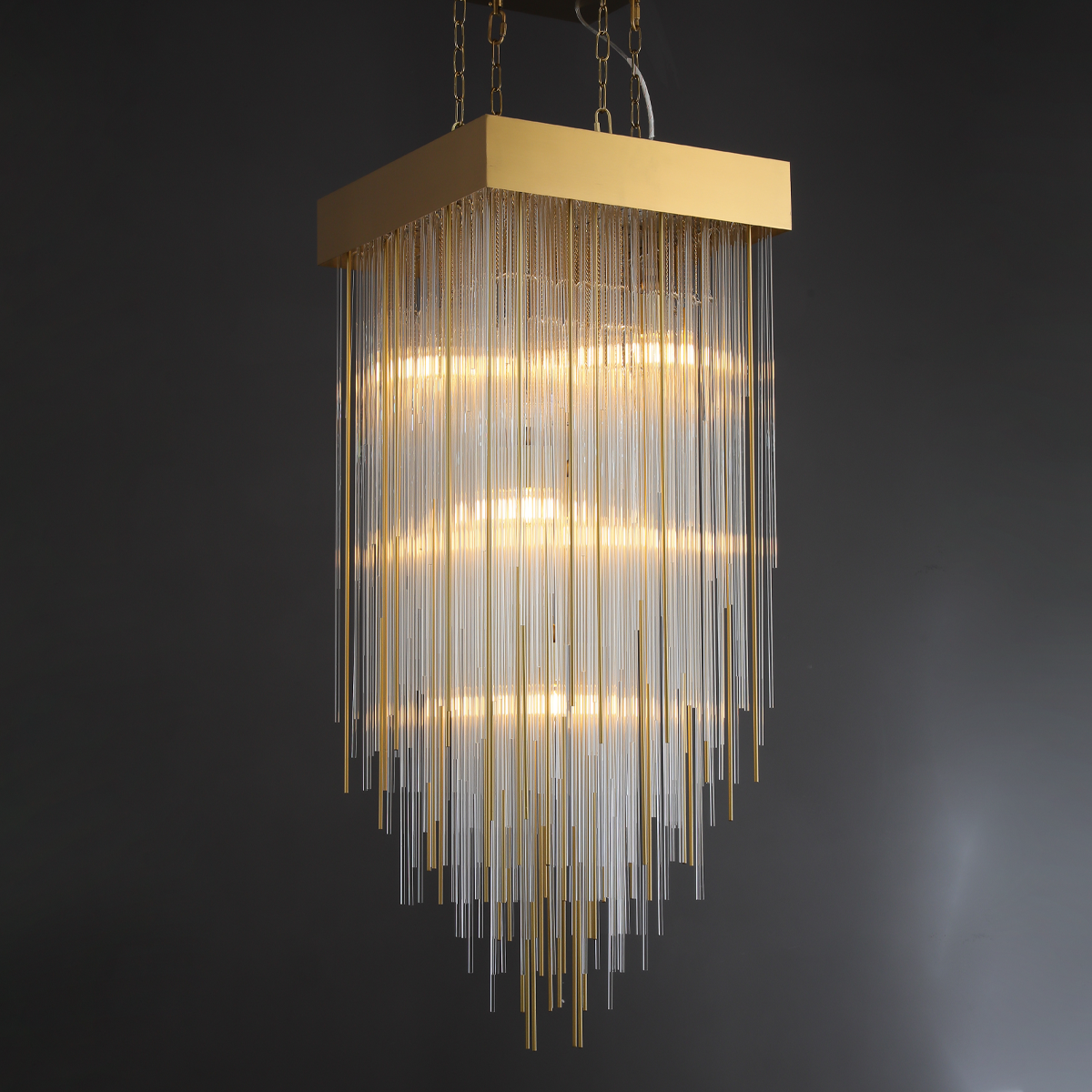 Casa Glass Rectangular Chandelier 54"-MEET LIGHTING