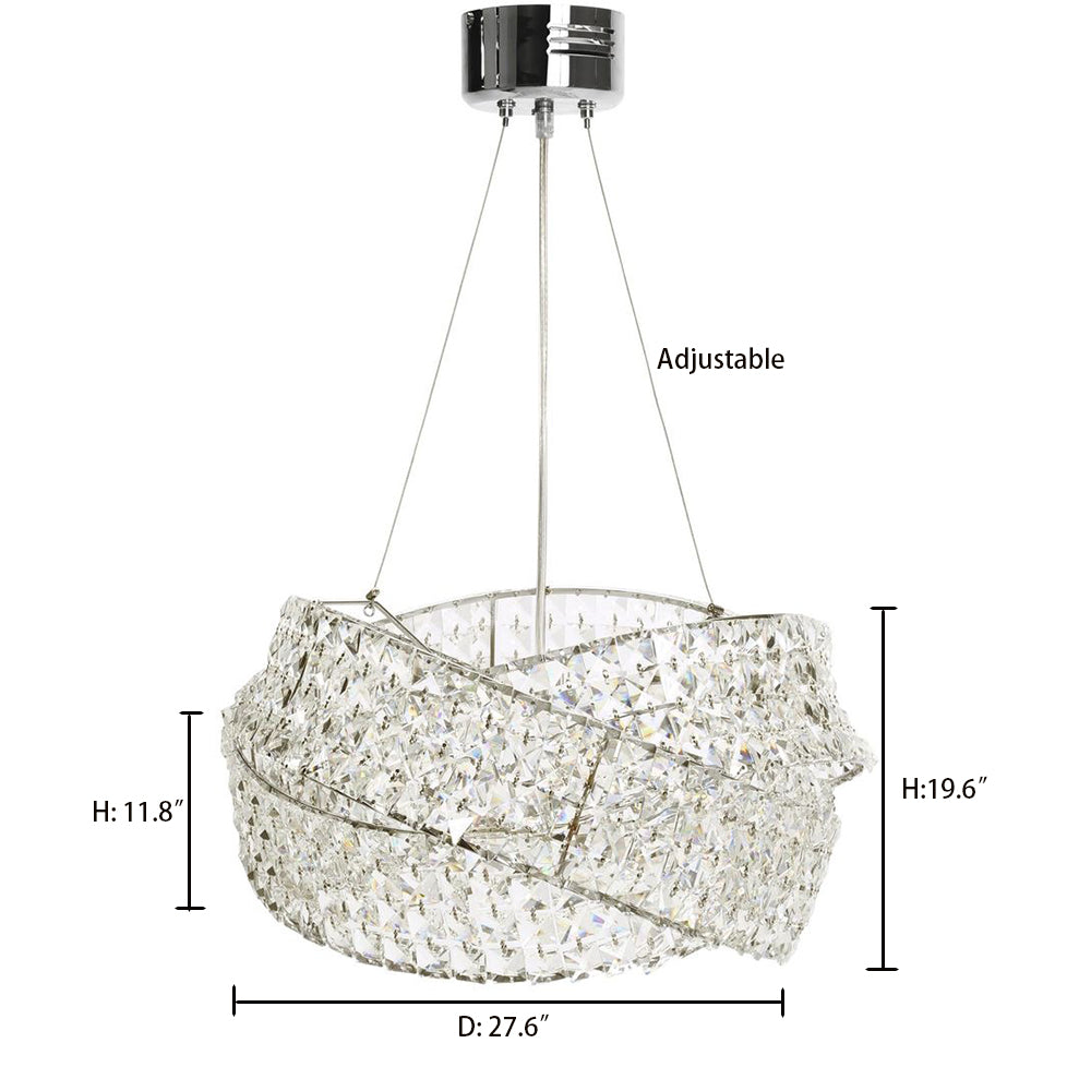 Round Crystal Ring Chandelier in Silver/Gold Finish for Lowg-ceiling-MEET LIGHTING