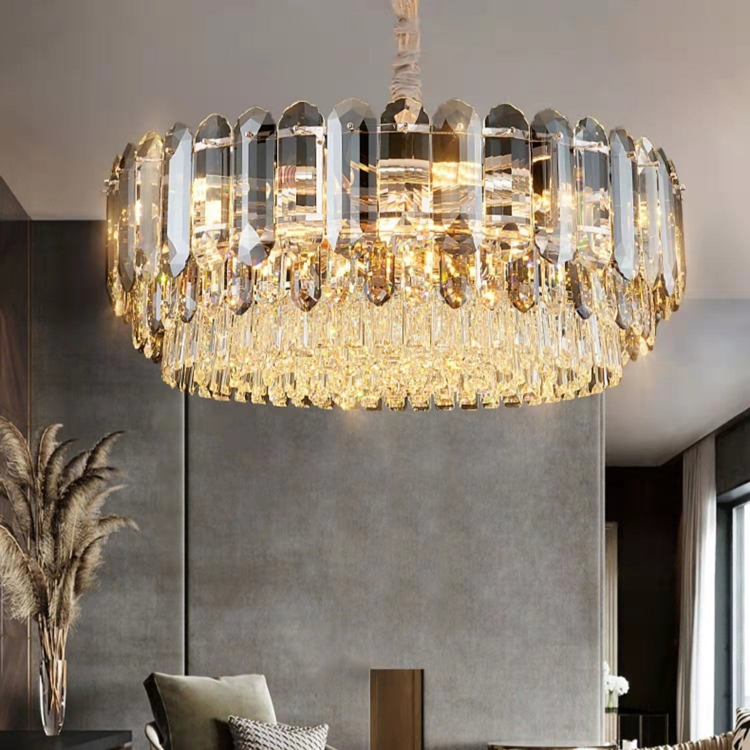 Luxury Smoke Gray K9 Crystal Chandeliers for Dining Room/Living Room-MEET LIGHTING