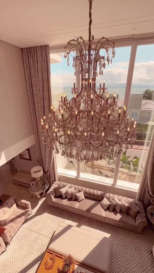 Luxury Classic Multi-layers Candle Crystal Dimmable Tiered Chandelier in Gold/Silver Finish-MEET LIGHTING