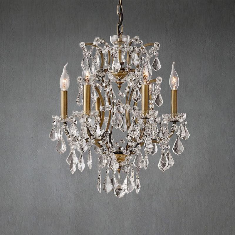 Elegant 18-inch Rococo Iron Crystal Vintage Round Chandelier