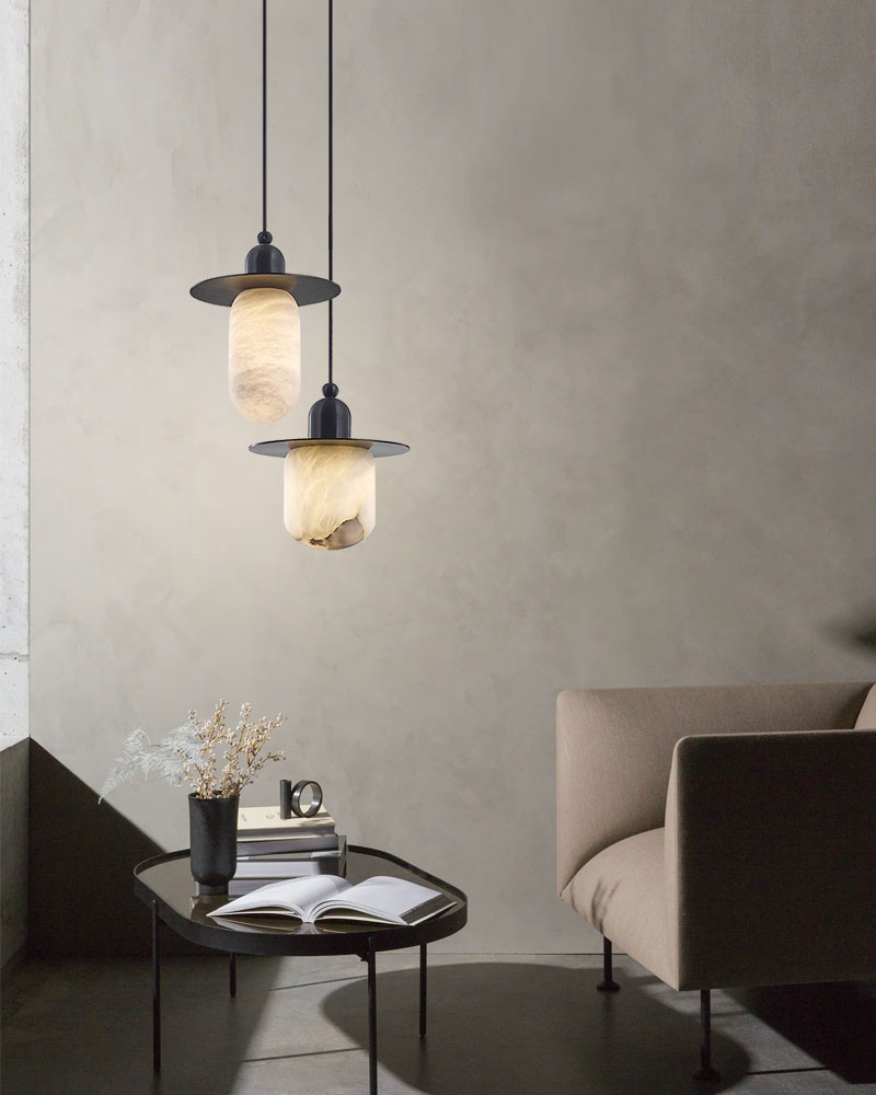 1-light White Alabaster Ceiling Pendant Lamp for dining room, living room, bedroom