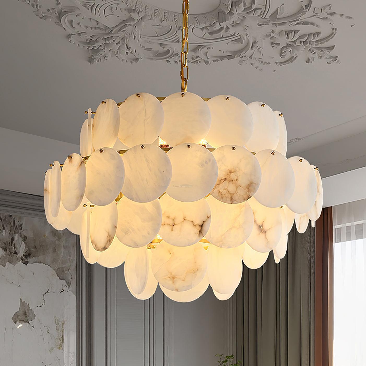 Alabaster Shell Brass Chandelier with 2/3/4/5/6 layer-MEET LIGHTING