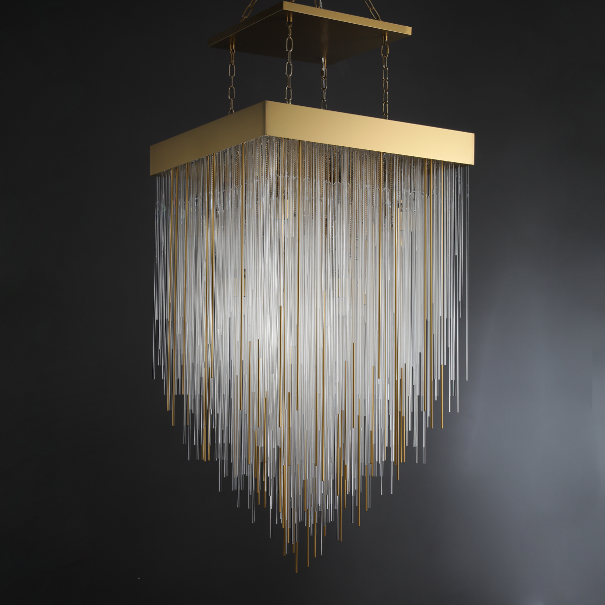 Casa Glass Rectangular Chandelier 54"-MEET LIGHTING