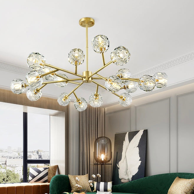 Brass Sputnik Chandelier With K9 Crystals Modern Ceiling Light Fixture-MEET LIGHTING