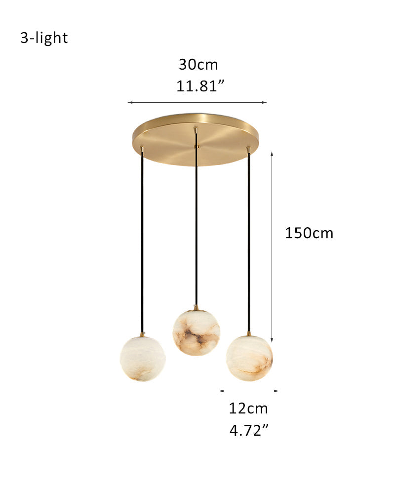 16-light round alabaster pendant lamp with cluster ceiling design for stair villa