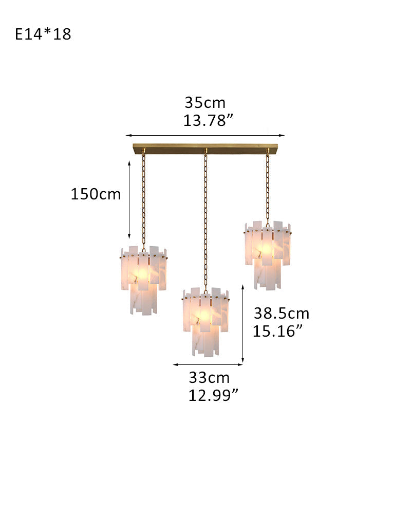 7-light 2-tier Alabaster marble Round Chandelier 13" with adjustable chain 150cm