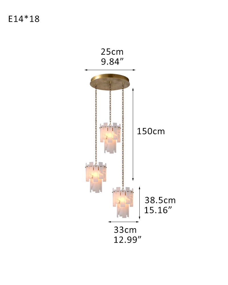3/5/7-light Tired Alabaster marble Cluster Chandelier 13" with adjustable chain