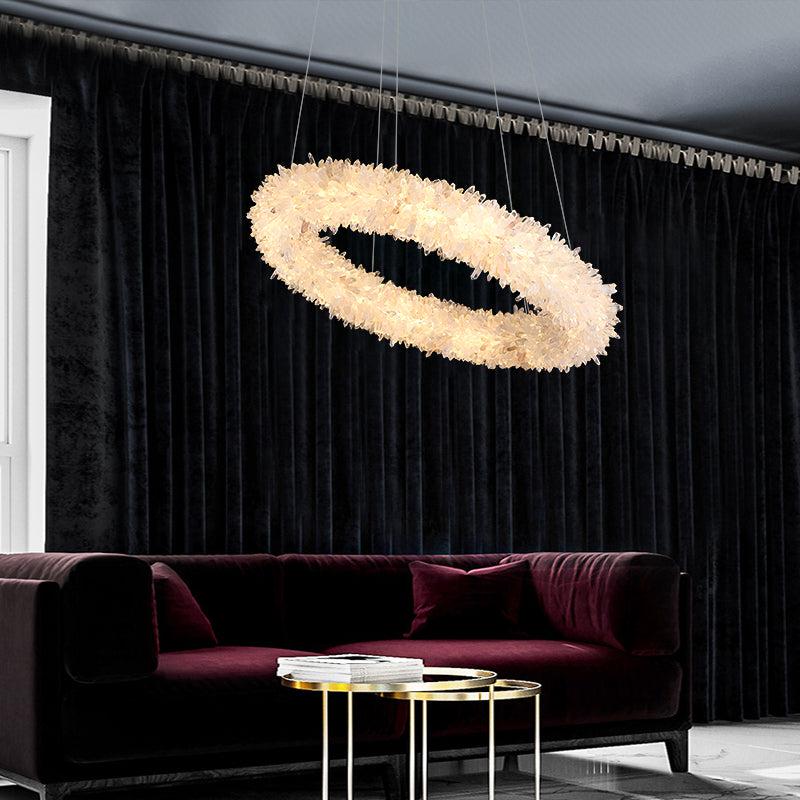 Rose Rock Crystal Chandelier Round Modern Chandelier Lighting-MEET LIGHTING