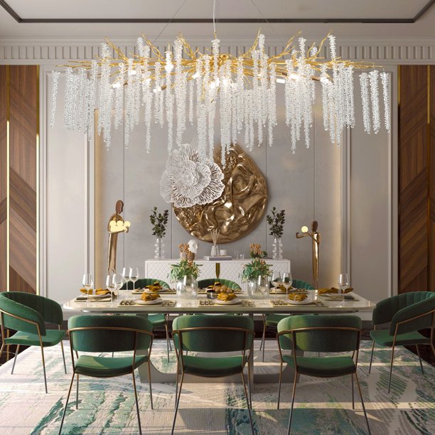 Branch Style Ceiling Light Crystal icicle Chandelier For Dining Table for Modern Home-MEET LIGHTING