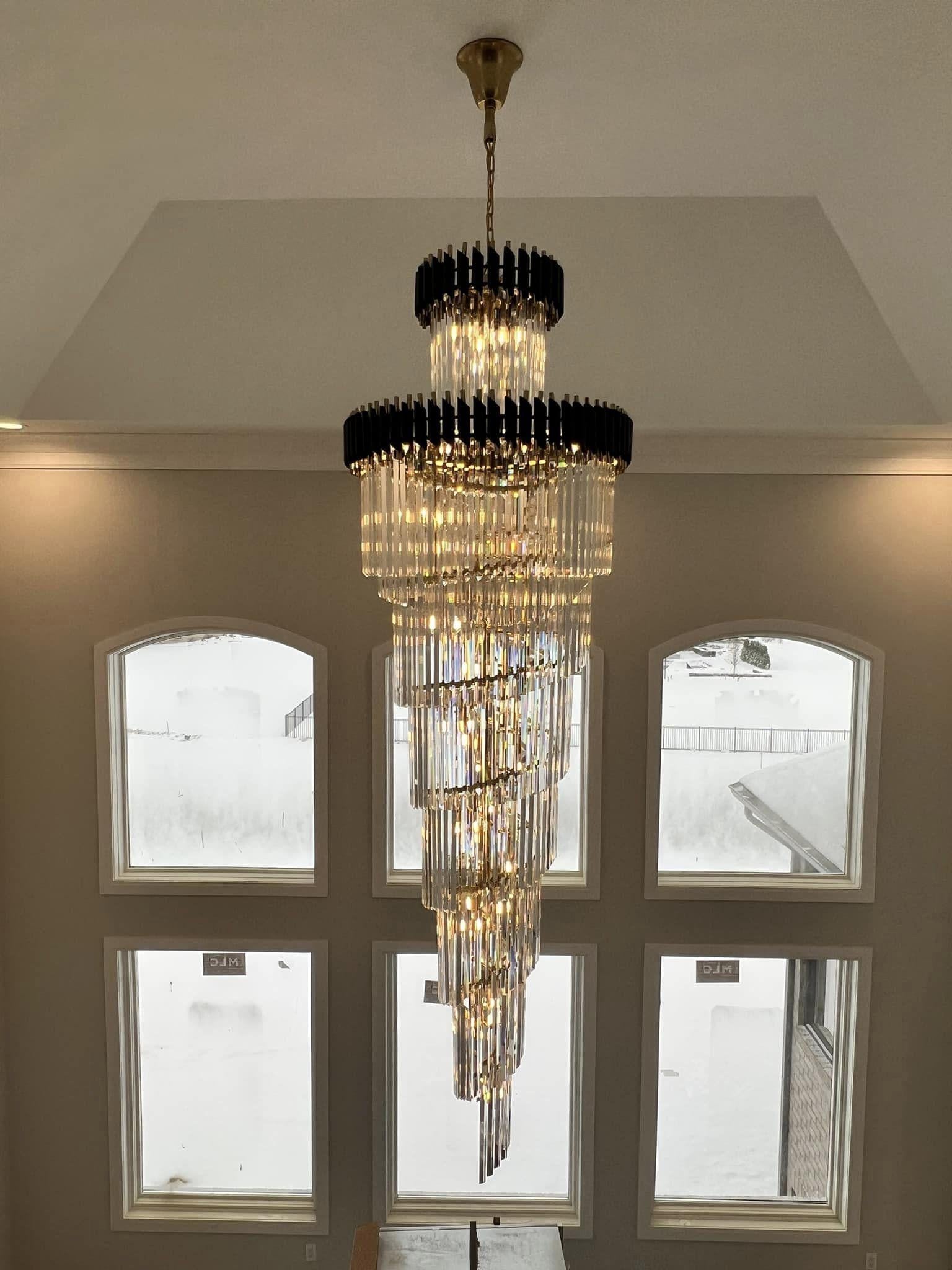 Spiral Crystal Chandelier For Foyer/ Staircase-MEET LIGHTING