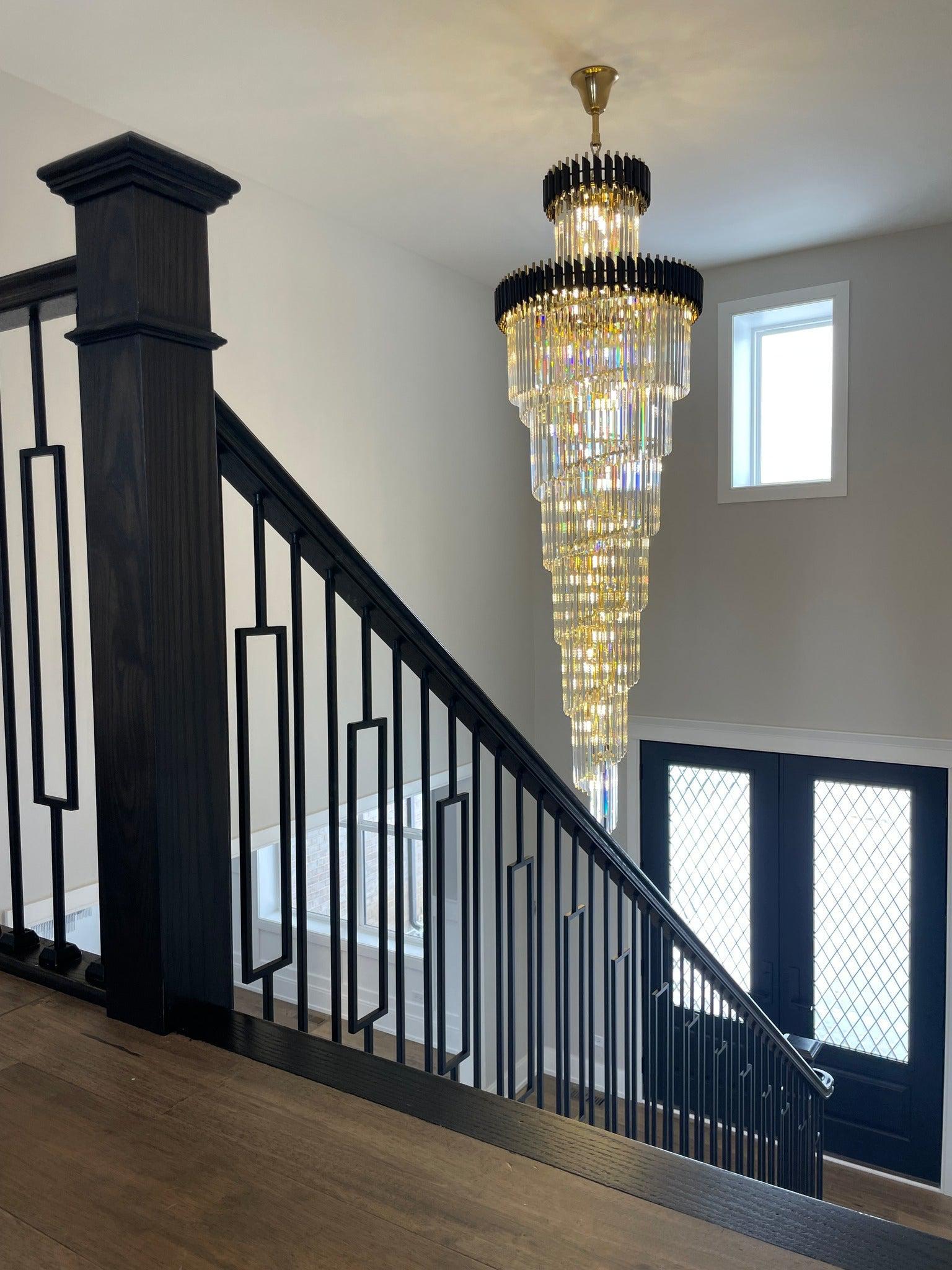Spiral Crystal Chandelier For Foyer/ Staircase-MEET LIGHTING