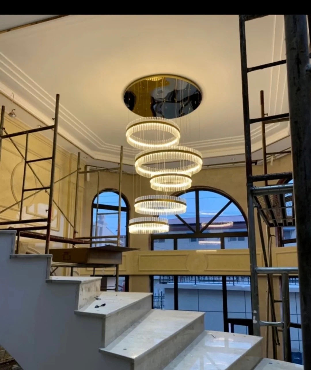 5-Ring Crystal Chandelier in Gold Finish-MEET LIGHTING