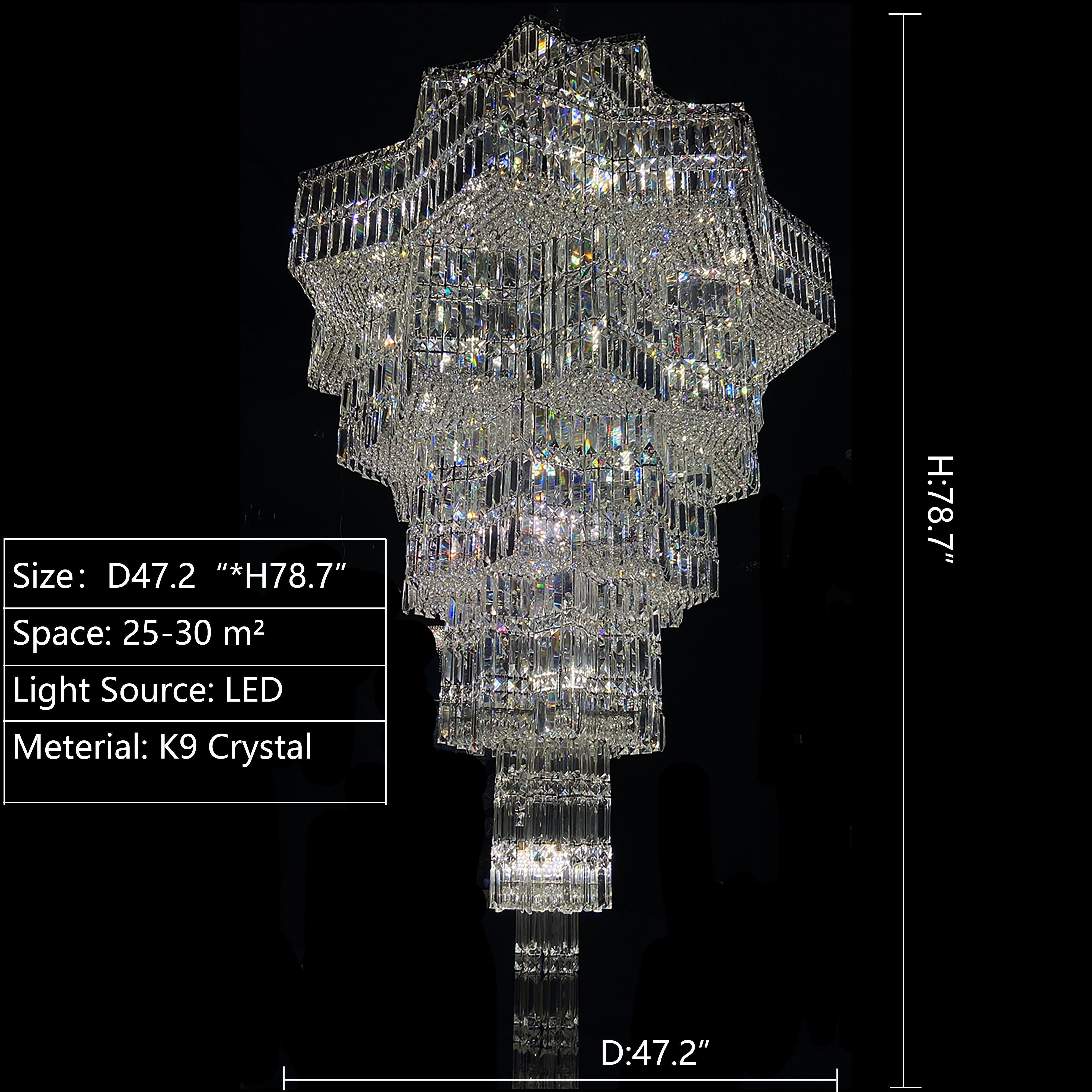 Luxury Plaza Multi-Tier Crystal Chandelier for High Ceilings/Hotel Hall / 2 Story Foyer-MEET LIGHTING
