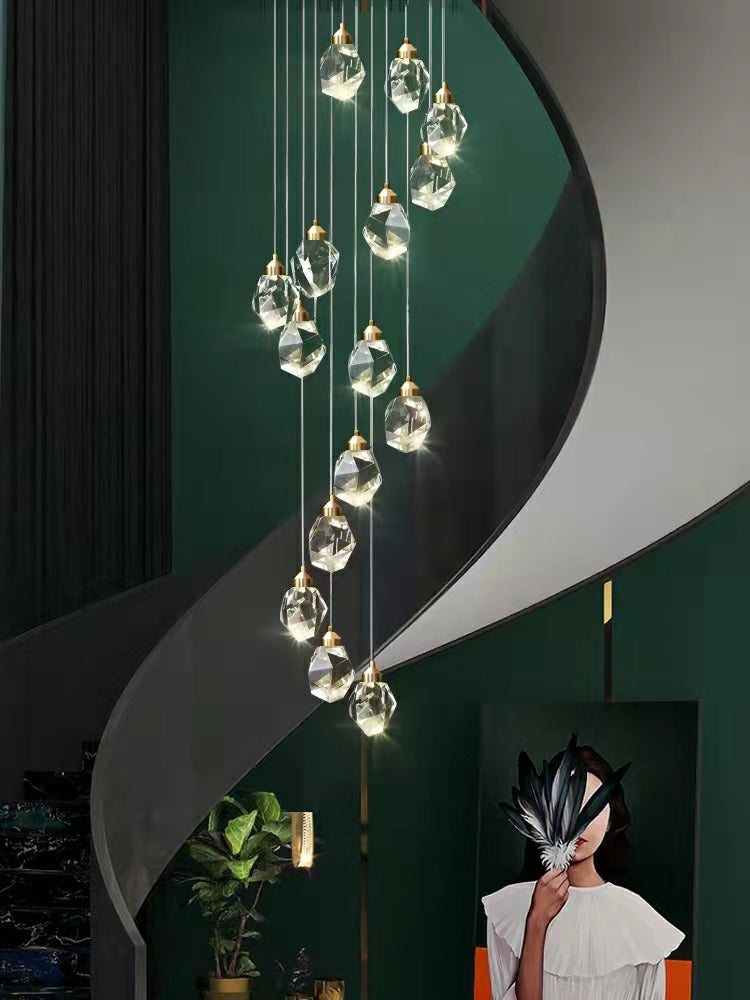 Modern Crystal Chandelier Foyer Living Room Droplight Hall Decoration Lights-MEET LIGHTING