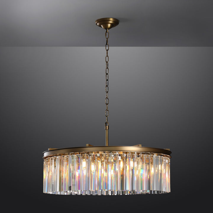 Rhys Round Chandelier 32" ,Crystal Prism