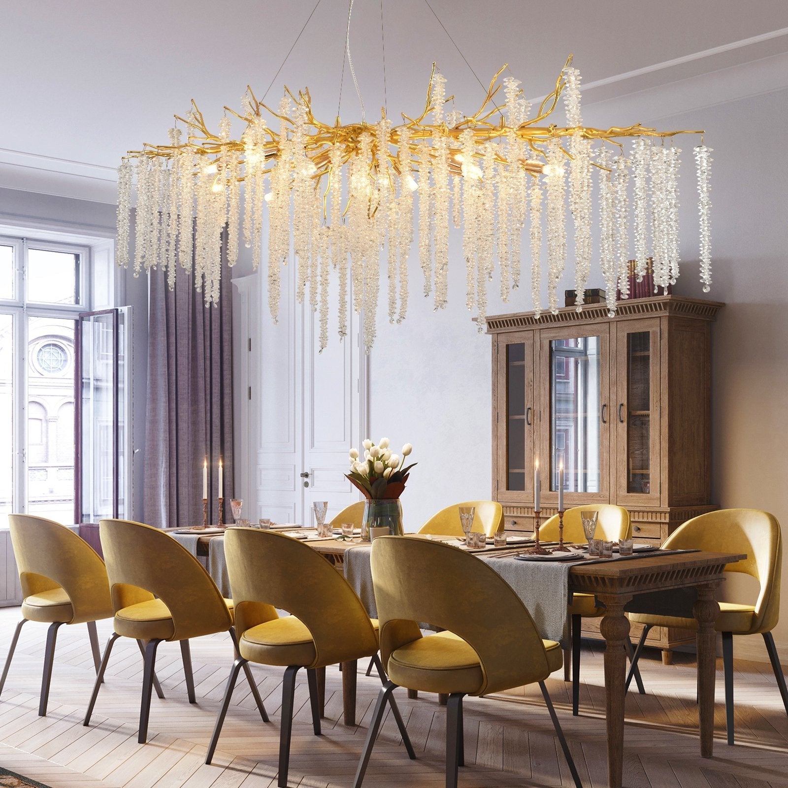 Branch Style Ceiling Light Crystal icicle Chandelier For Dining Table for Modern Home-MEET LIGHTING