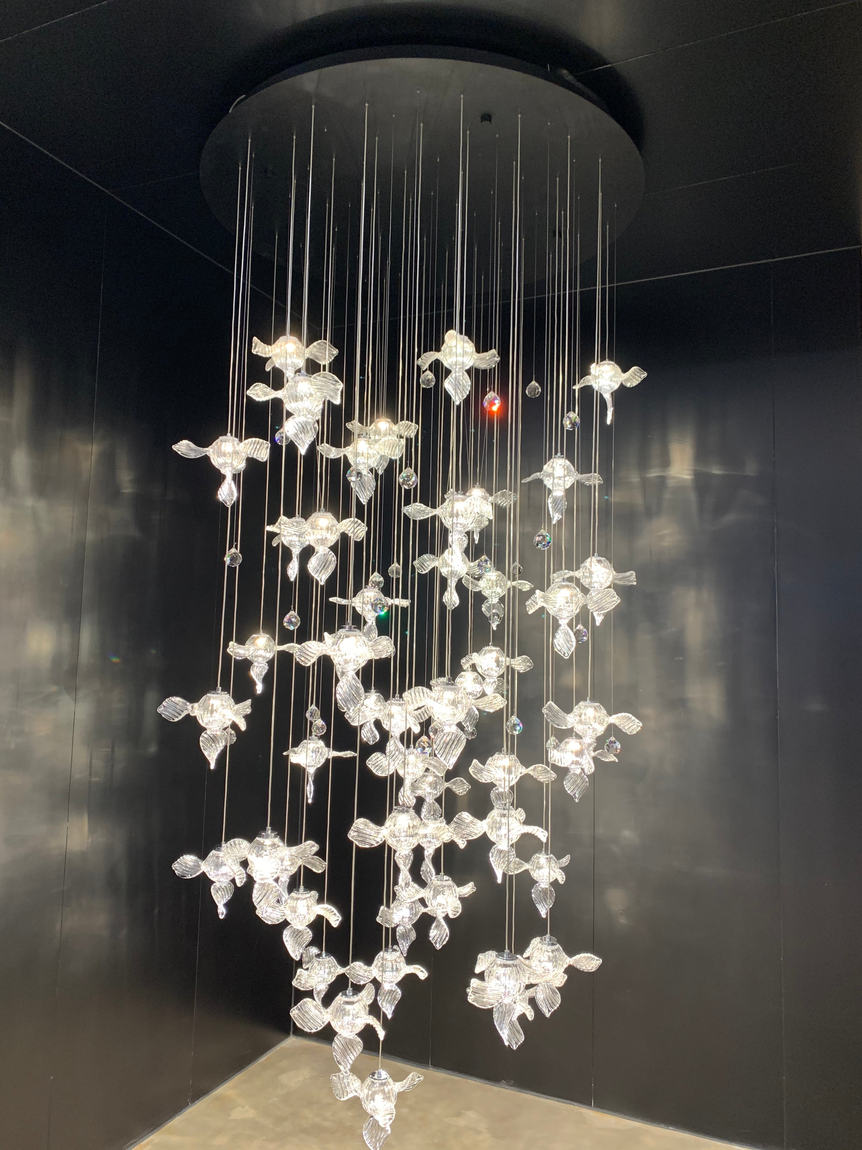 Modern Art Design Propeller-like Crystal Chandelier for Staircase/Villa/Foyer/High-ceiling Space-MEET LIGHTING