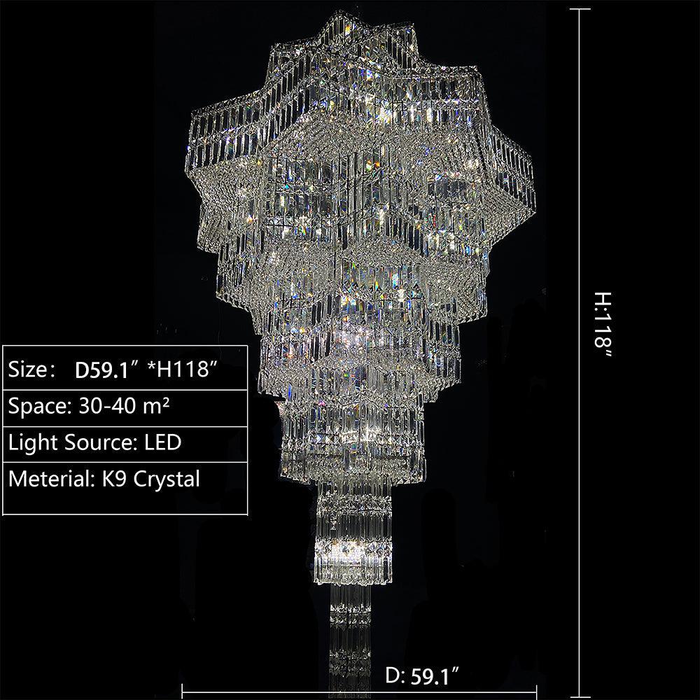 Luxury Plaza Multi-Tier Crystal Chandelier for High Ceilings/Hotel Hall / 2 Story Foyer-MEET LIGHTING