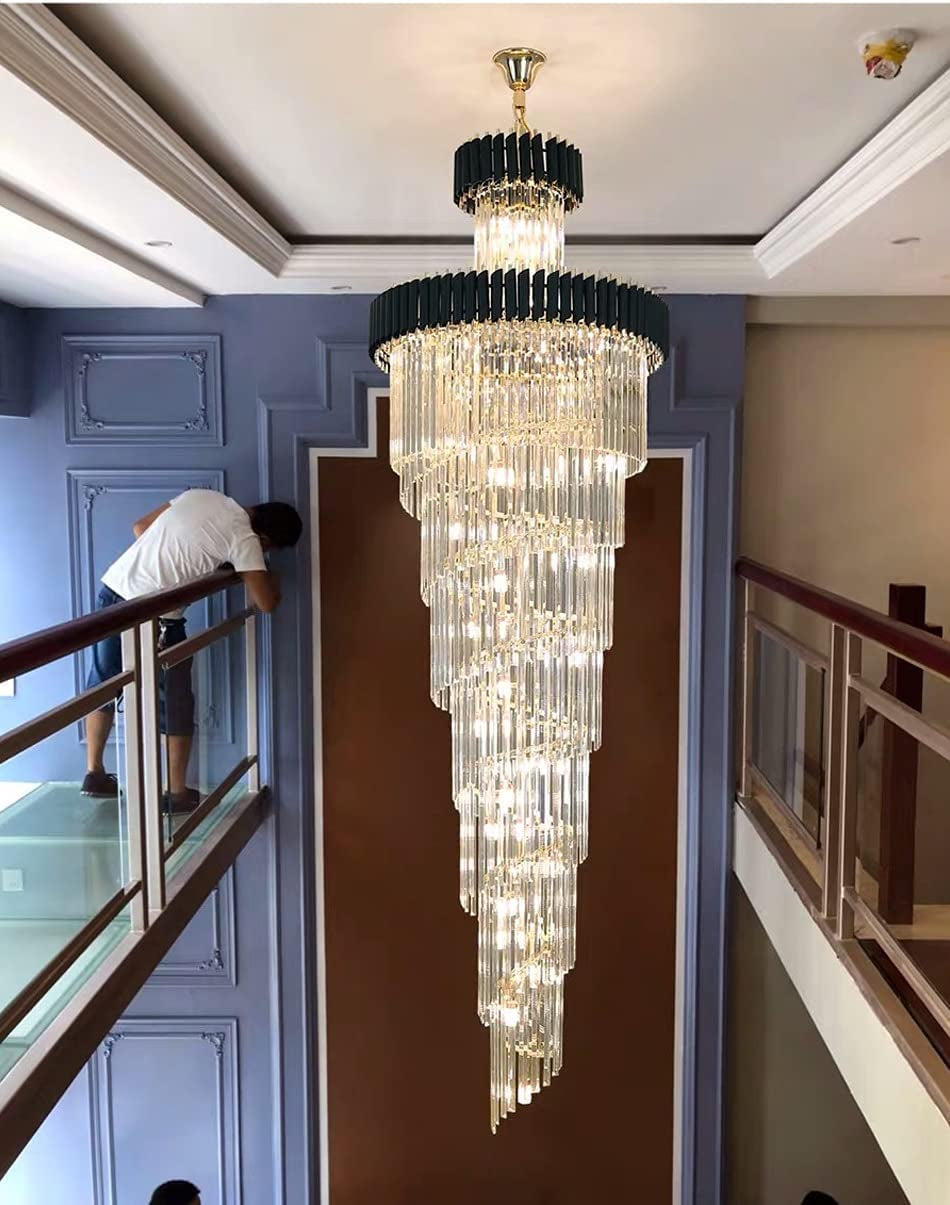 Spiral Crystal Chandelier For Foyer/ Staircase-MEET LIGHTING