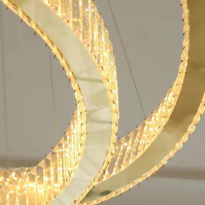 Modern Front Entryway Chandelier 3/4/5/6/7 Rings Crystal Gold/ Chrome Finish Ceiling Lamp-MEET LIGHTING