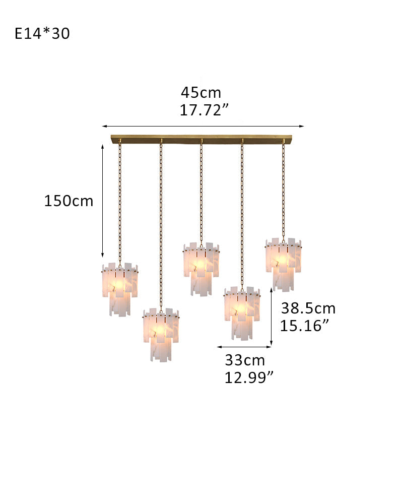 3/5/7-light Tired Alabaster marble Cluster Chandelier 13" with adjustable chain