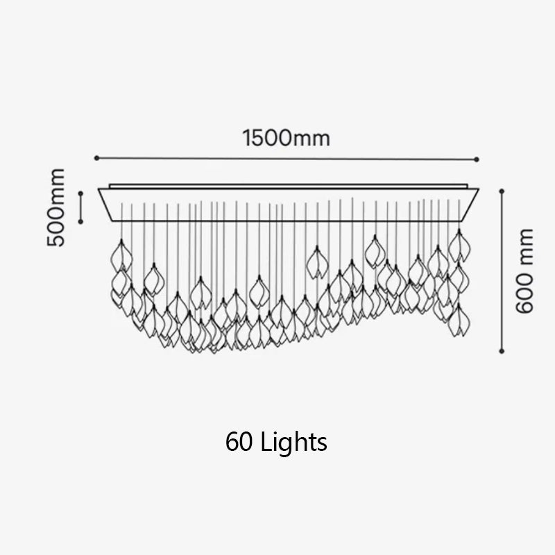 Nordic Magnolia Flower Ceramics Chandelier with Rectangular Canopy-MEET LIGHTING