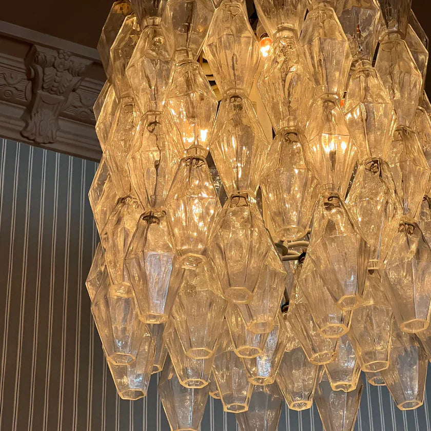 Murano Poliedri Clear Glass Chandelier
