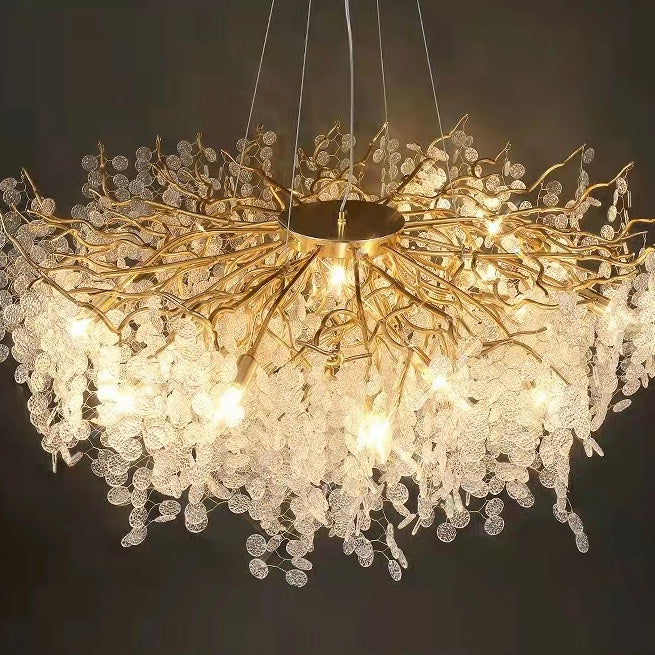 Luxury Branches Crystal Frosted Glass Chandelier Set for Living /Dining Room-MEET LIGHTING