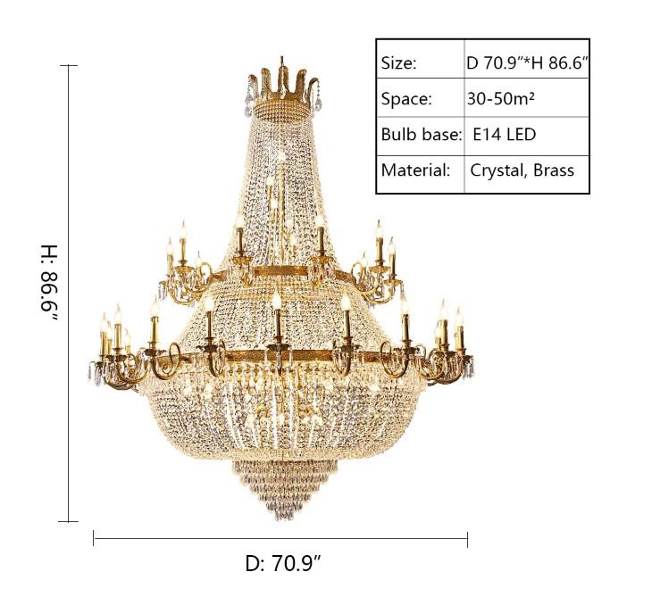 Oversized Luxury Double-layers Golden French Style Crystal Chandelier for Living/Dinning Room/Foyer/Hallway/Staircase-MEET LIGHTING