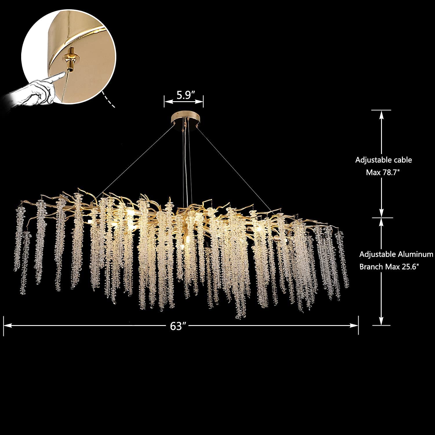 Branch Style Ceiling Light Crystal icicle Chandelier For Dining Table for Modern Home-MEET LIGHTING