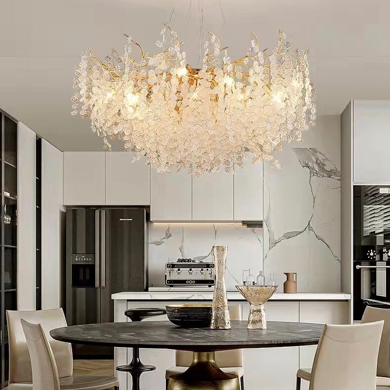 Luxury Branches Crystal Frosted Glass Chandelier Set for Living /Dining Room-MEET LIGHTING