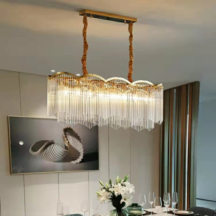 Elegant Lighting Chandelier Linear Crystal Lamp For Living/ Dining Room-MEET LIGHTING