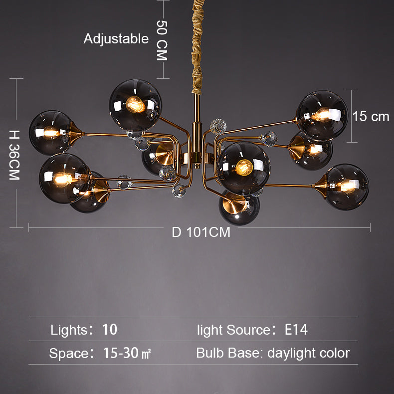 Glass Globes Chandelier|Sputnik Ceiling Fixtures Light|Magic Bean Mid Century Pendant-MEET LIGHTING
