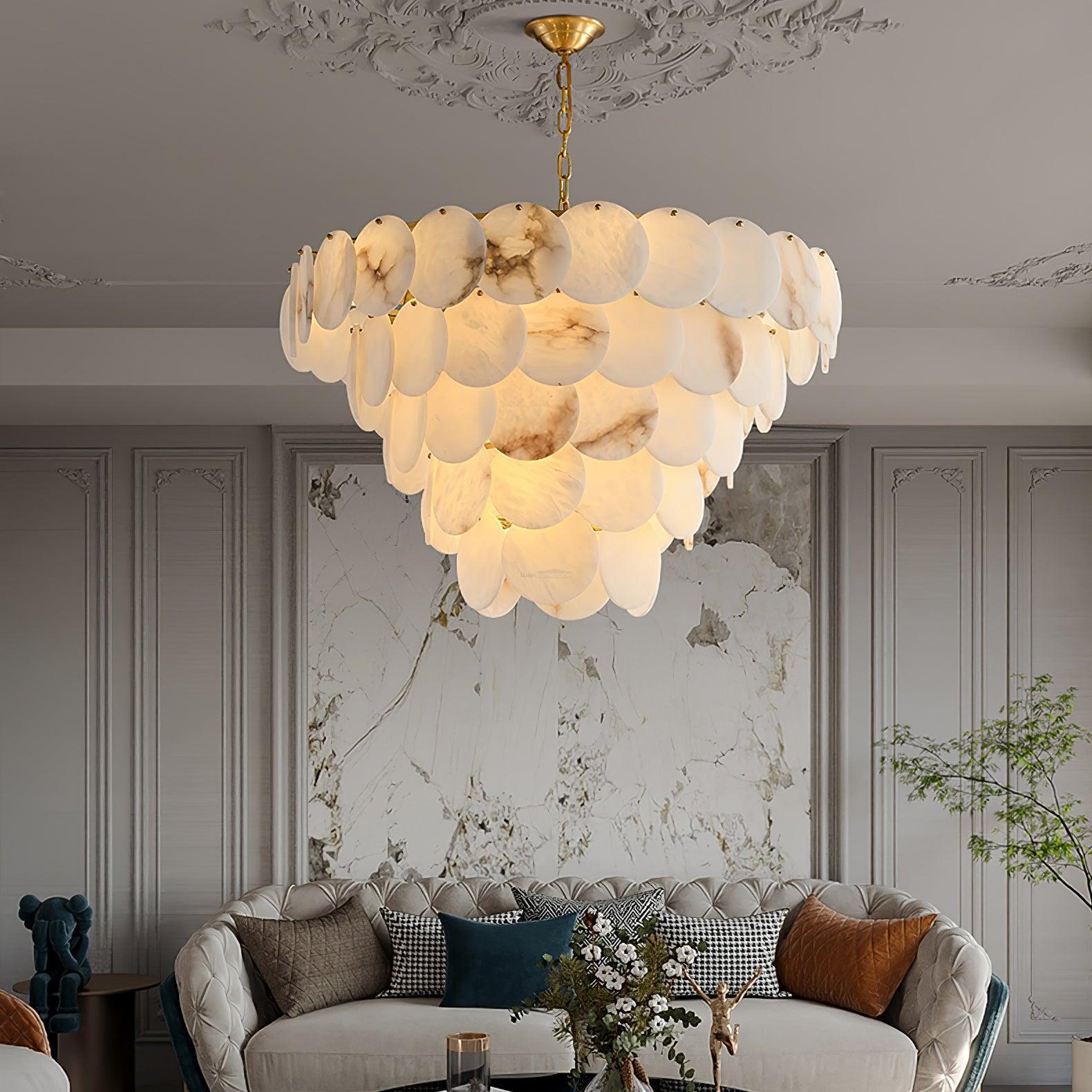 Alabaster Shell Brass Chandelier with 2/3/4/5/6 layer-MEET LIGHTING