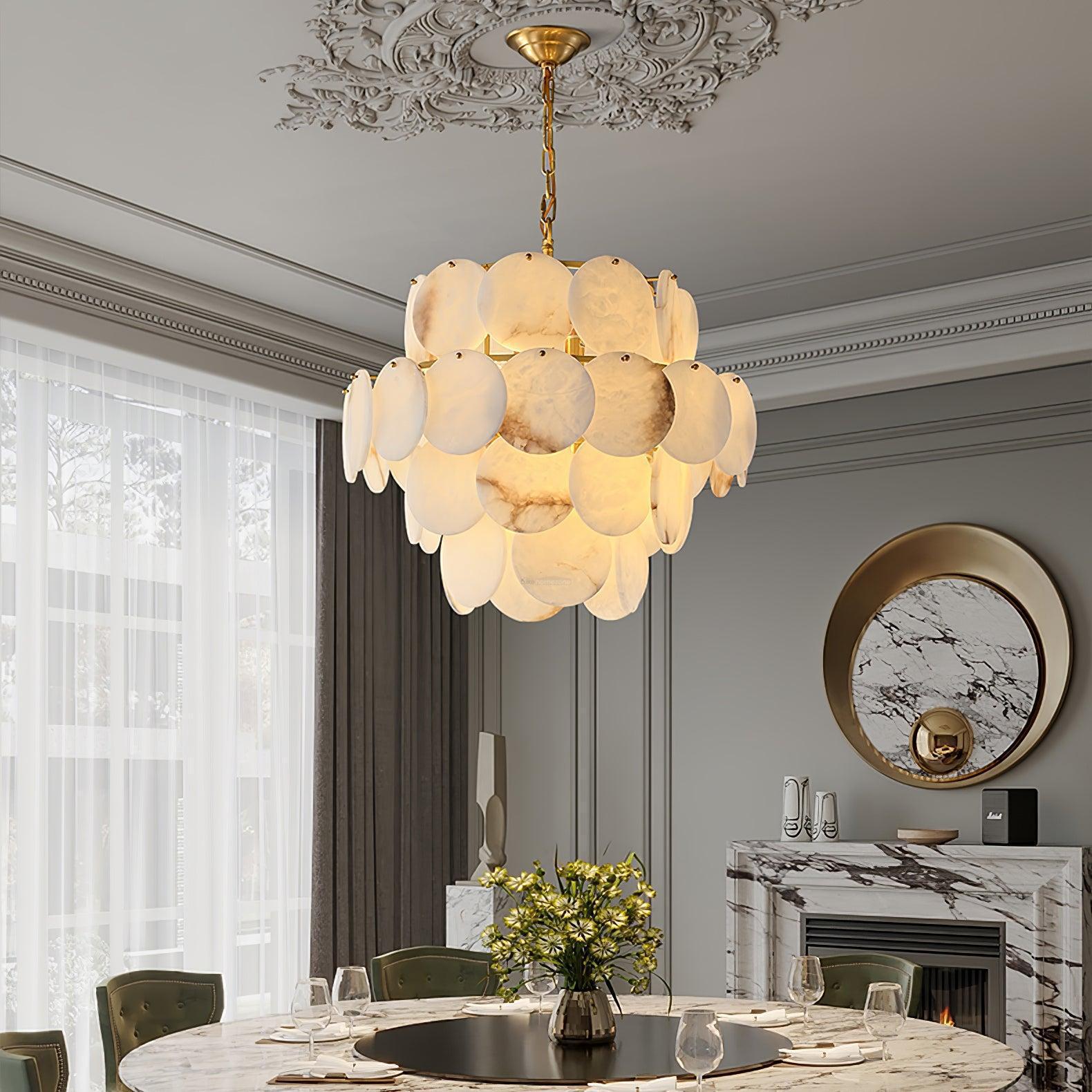 Alabaster Shell Brass Chandelier with 2/3/4/5/6 layer-MEET LIGHTING