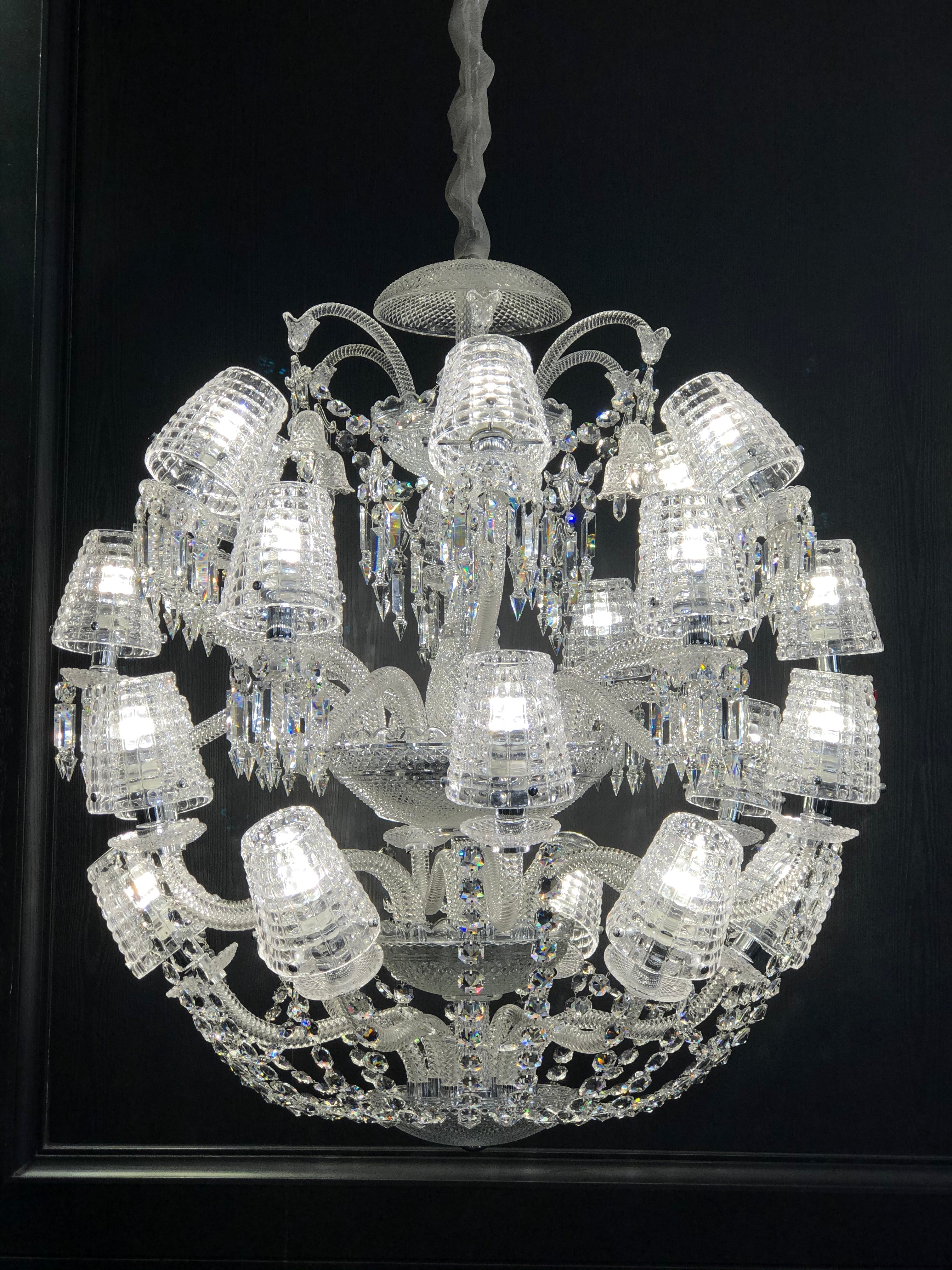 Luxury Globe Crystal Chandelier With Fabric/Crystal Glass Lampshades-MEET LIGHTING