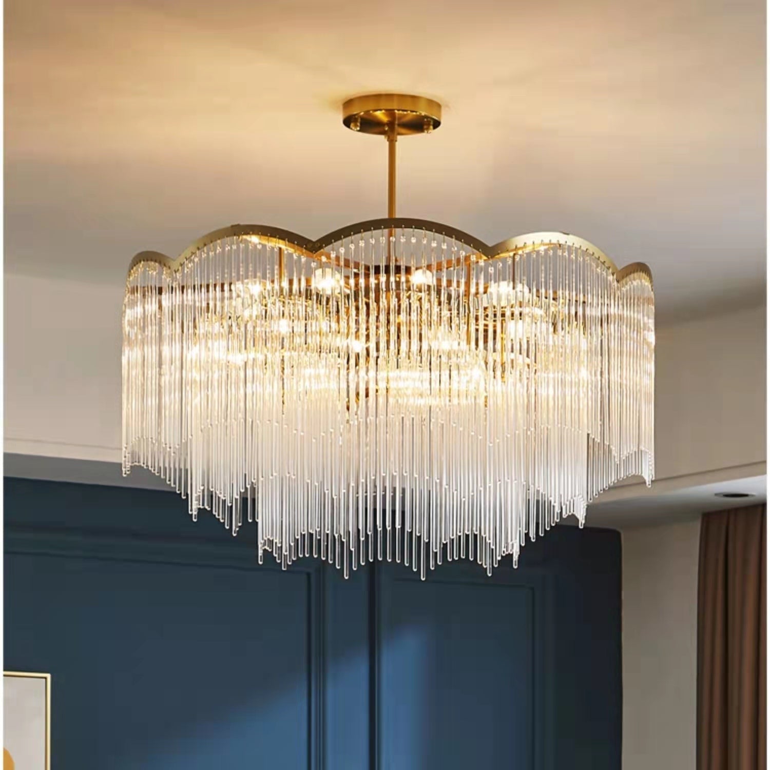 Elegant Lighting Chandelier Linear Crystal Lamp For Living/ Dining Room-MEET LIGHTING