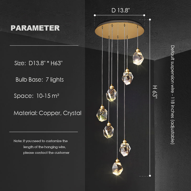Modern Crystal Chandelier Foyer Living Room Droplight Hall Decoration Lights-MEET LIGHTING