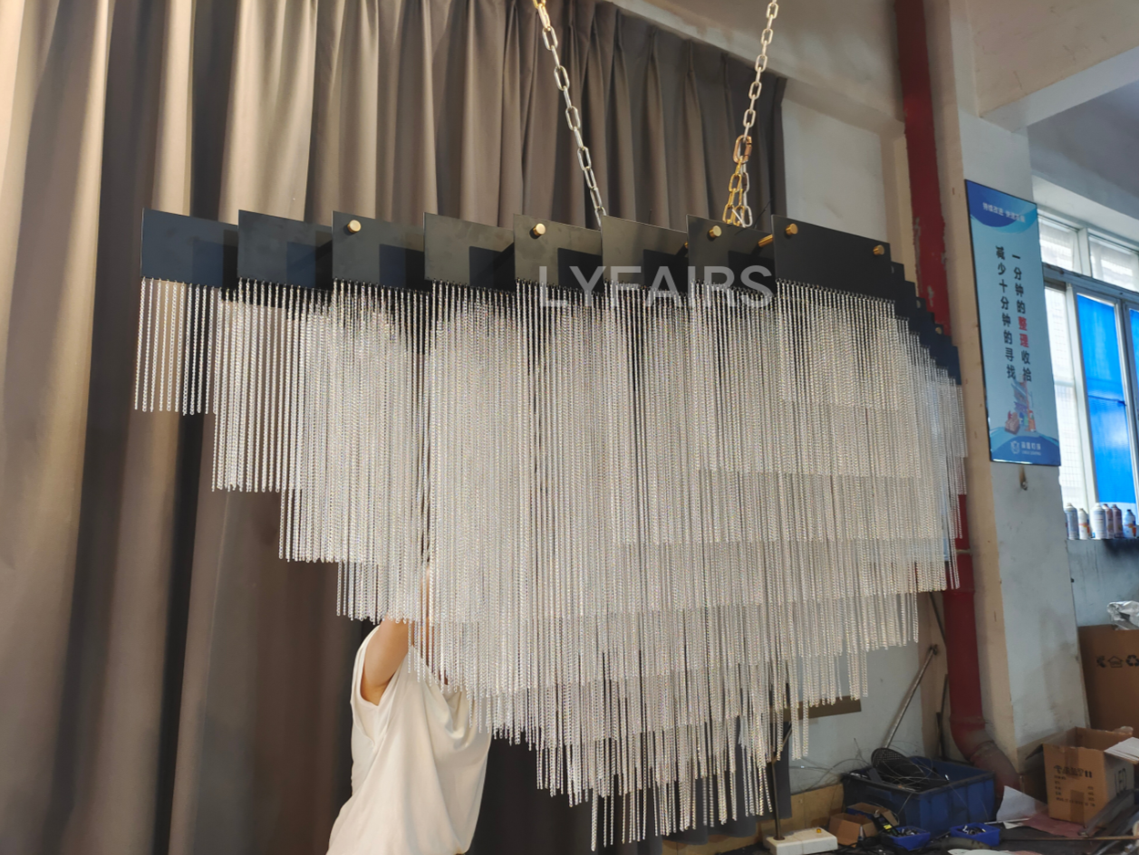 Extra Large Multi-tier Aluminum Tassel Chain Art Chandelier for Villa/Stairs/Foyer/Living Room-MEET LIGHTING