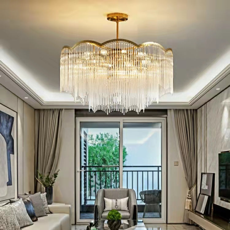 Elegant Lighting Chandelier Linear Crystal Lamp For Living/ Dining Room-MEET LIGHTING