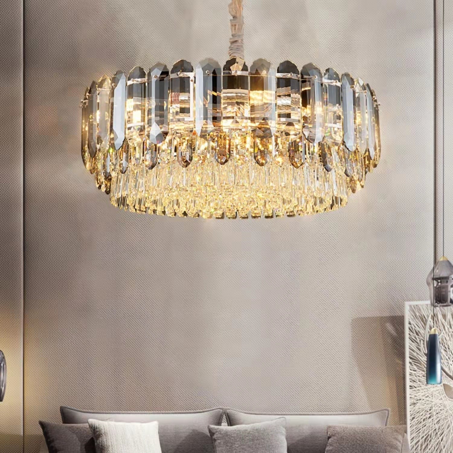 Luxury Smoke Gray K9 Crystal Chandeliers for Dining Room/Living Room-MEET LIGHTING