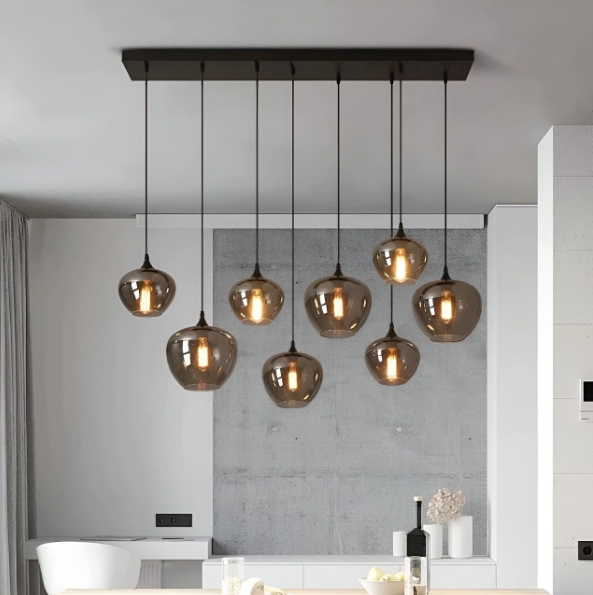 Modern Smoke Gray Glass Lamp Designer Chandelier for Cafe/Kitchen Island/Dining Room Style B-MEET LIGHTING