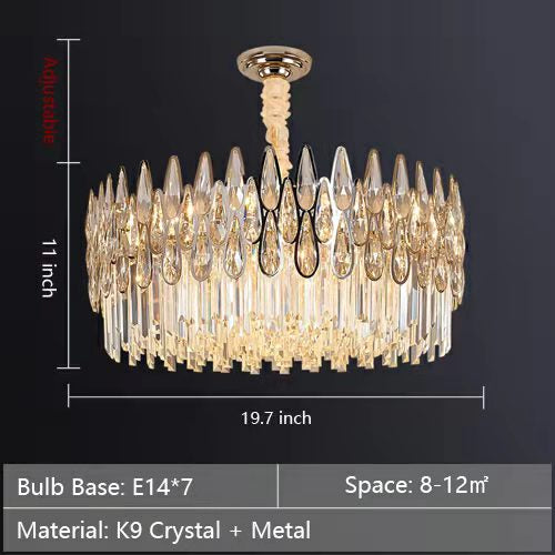 Modern Round/Rectangular Raindrop Crystal Chandelier for Low-ceiling-MEET LIGHTING