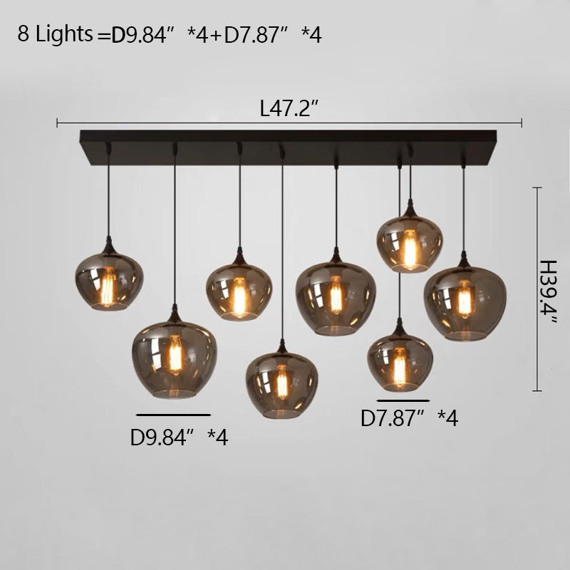 Modern Smoke Gray Glass Lamp Designer Chandelier for Cafe/Kitchen Island/Dining Room Style B-MEET LIGHTING