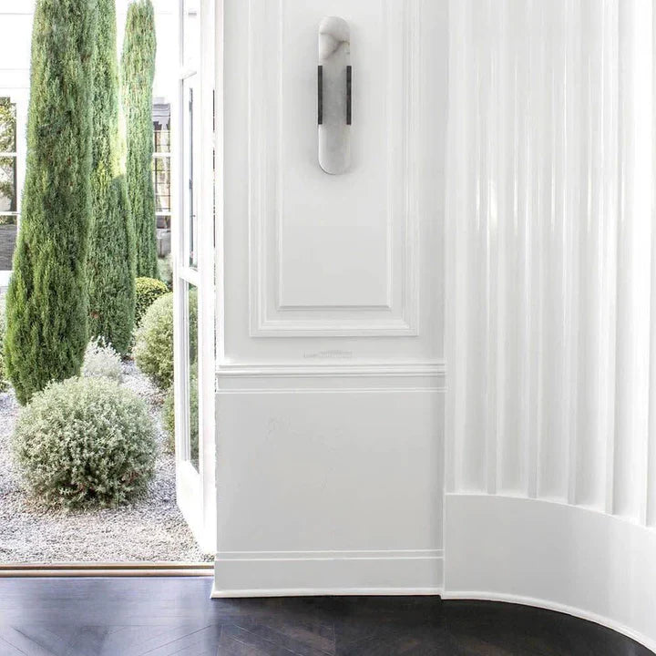 Modern Melange Elongated Alabaster Linear Wall Sconce