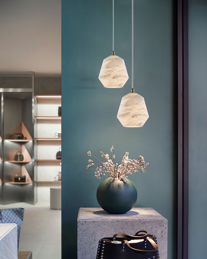 1-light White Alabaster Ceiling Pendant Lamp for dining room, living room, bedroom