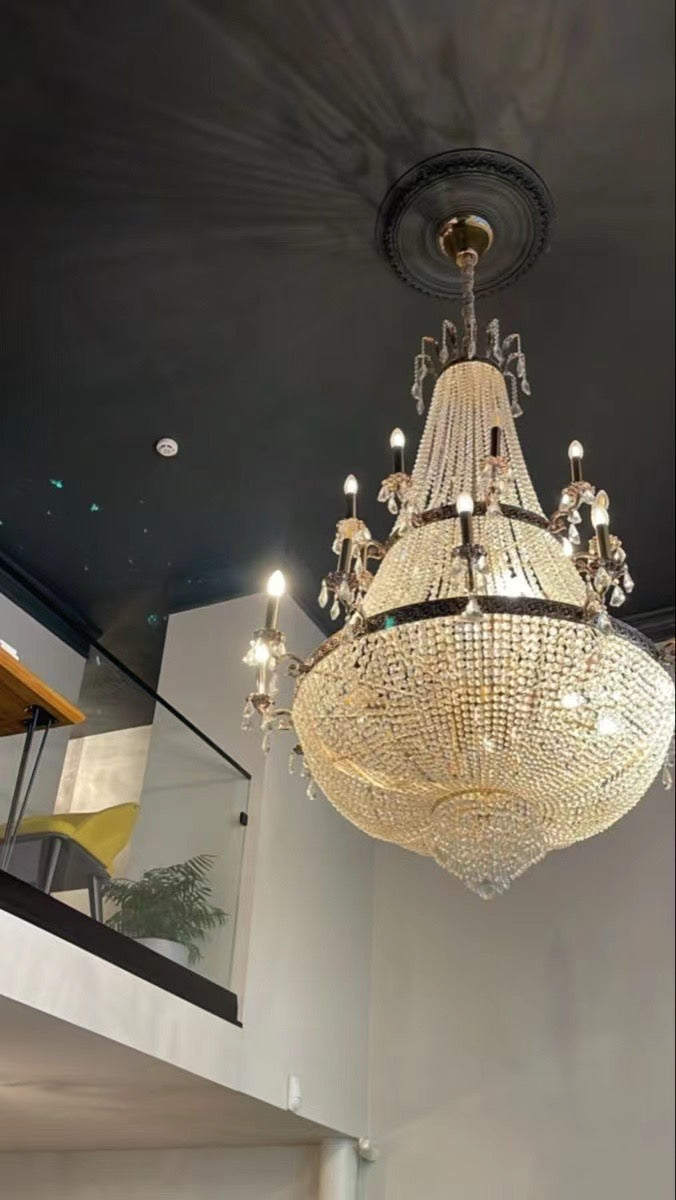 Oversized Luxury Double-layers Golden French Style Crystal Chandelier for Living/Dinning Room/Foyer/Hallway/Staircase-MEET LIGHTING